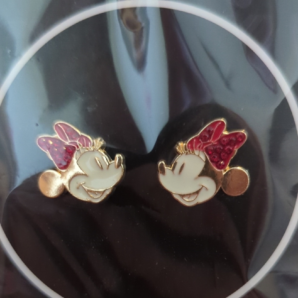 Minnie Mouse Gold and Red Earrings